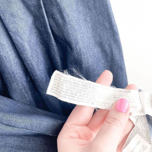 Zara Basic Denim Couture Womens Knee Length Dress Strapless Blue Wash Medium - Picture 5 of 7